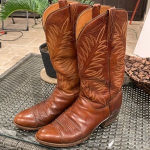 Lucchese Leather Western Boots, Size 9D Brown